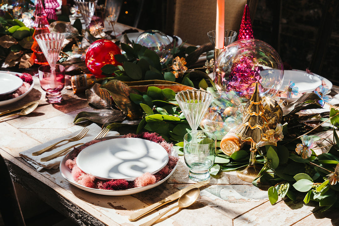 A Festive + Playful Pink Tablescape for the Holidays
