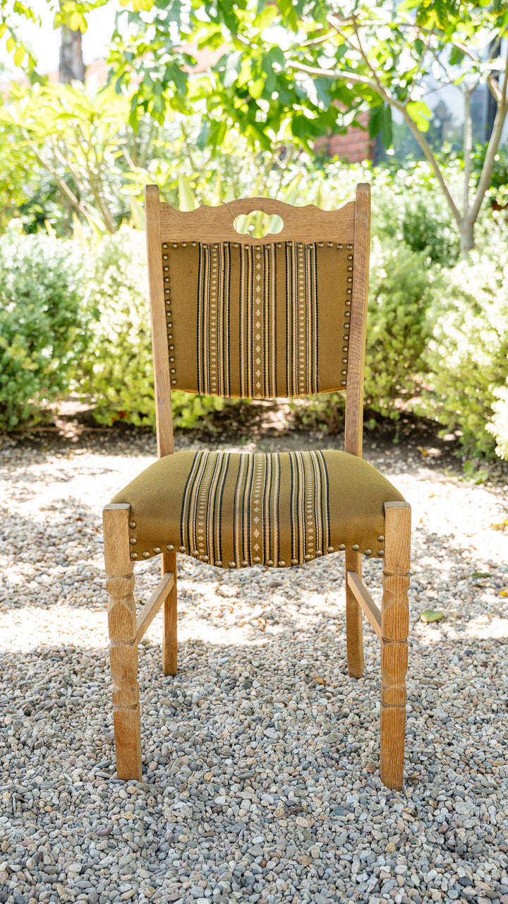 Vintage Danish Oak Dining Chair - Olive