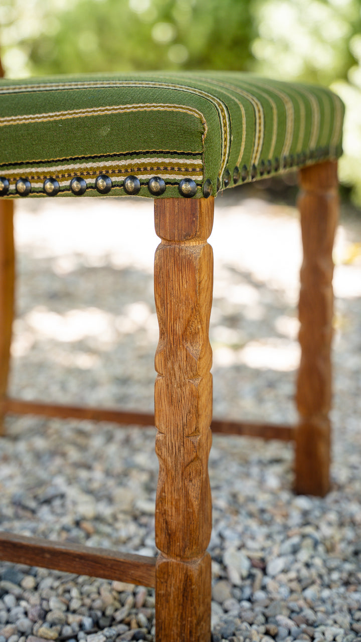 Vintage Danish Oak Dining Chair - Green