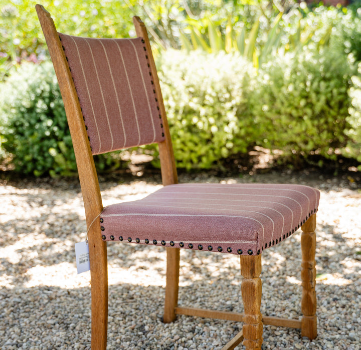 Vintage Danish Oak Dining Chair - Pink Stripe