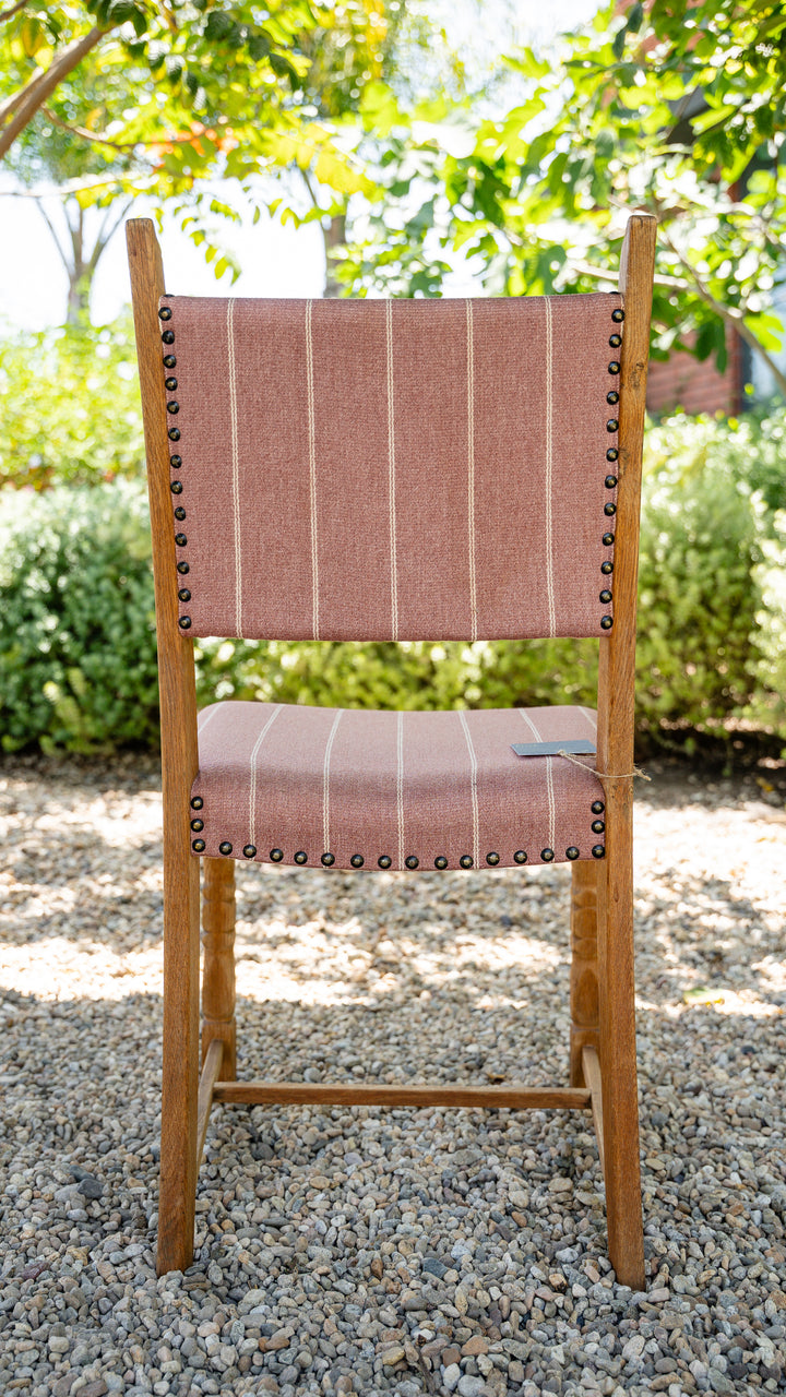 Vintage Danish Oak Dining Chair - Pink Stripe