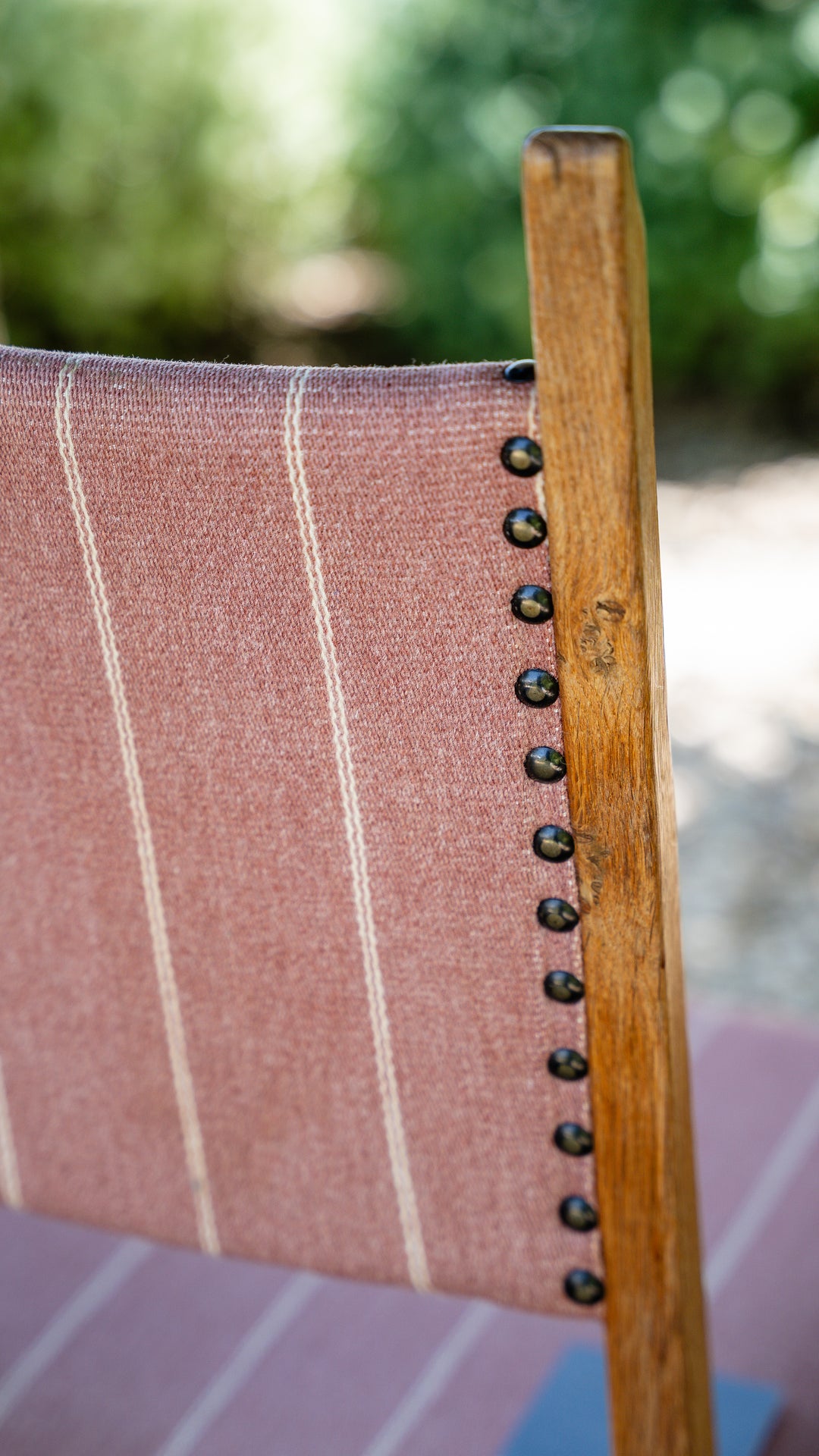 Vintage Danish Oak Dining Chair - Pink Stripe