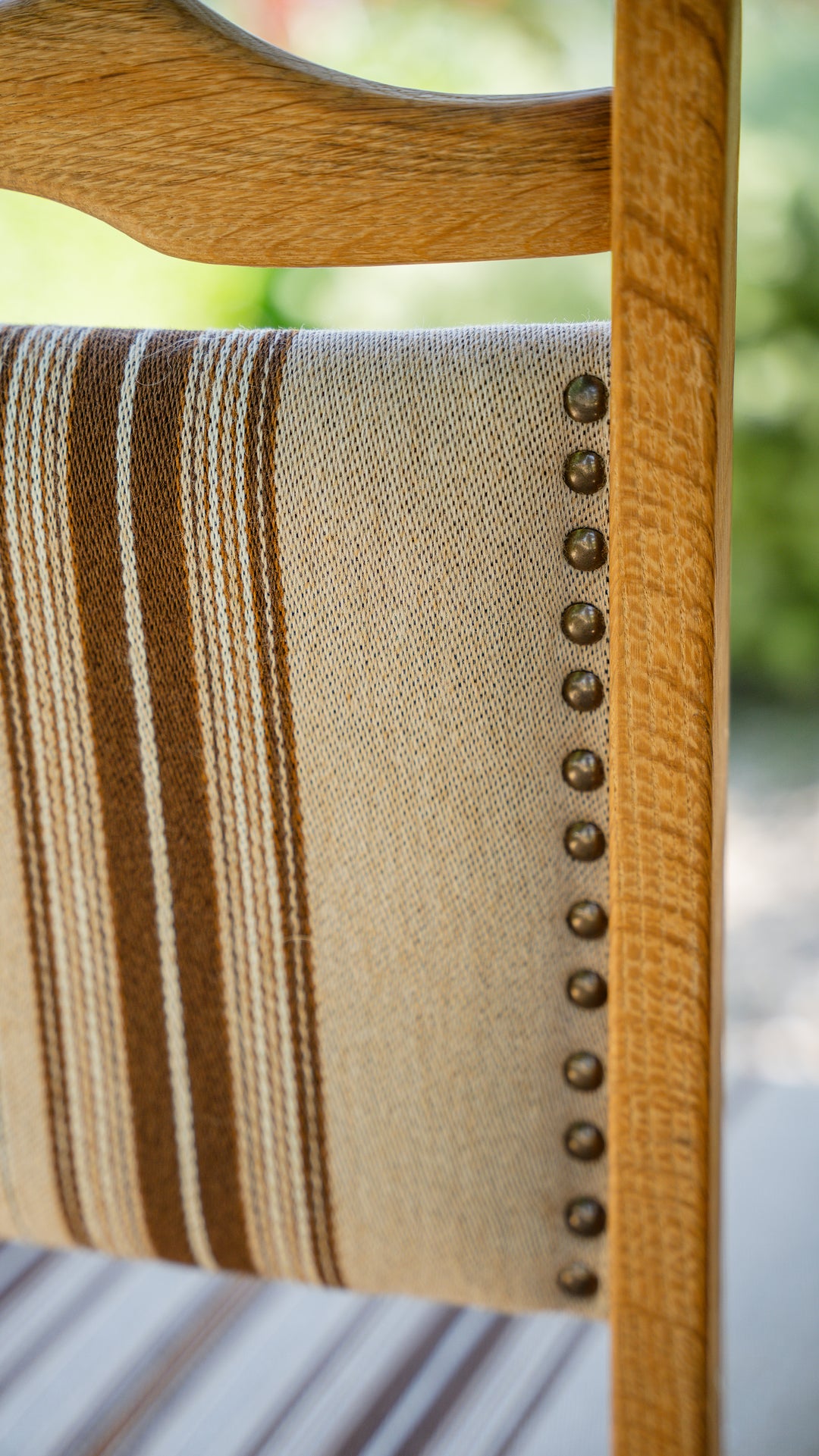Vintage Danish Oak Dining Chair - Neutral Stripe