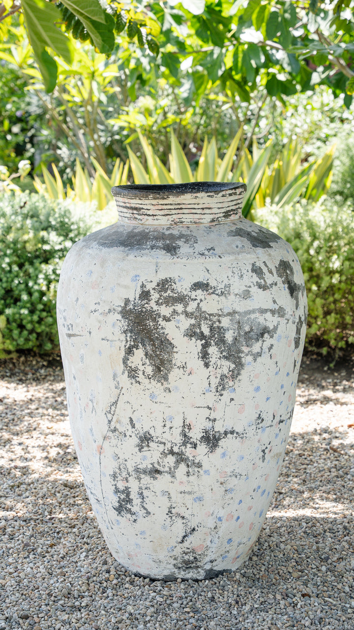 Weathered Clay Jar - Polka Dots