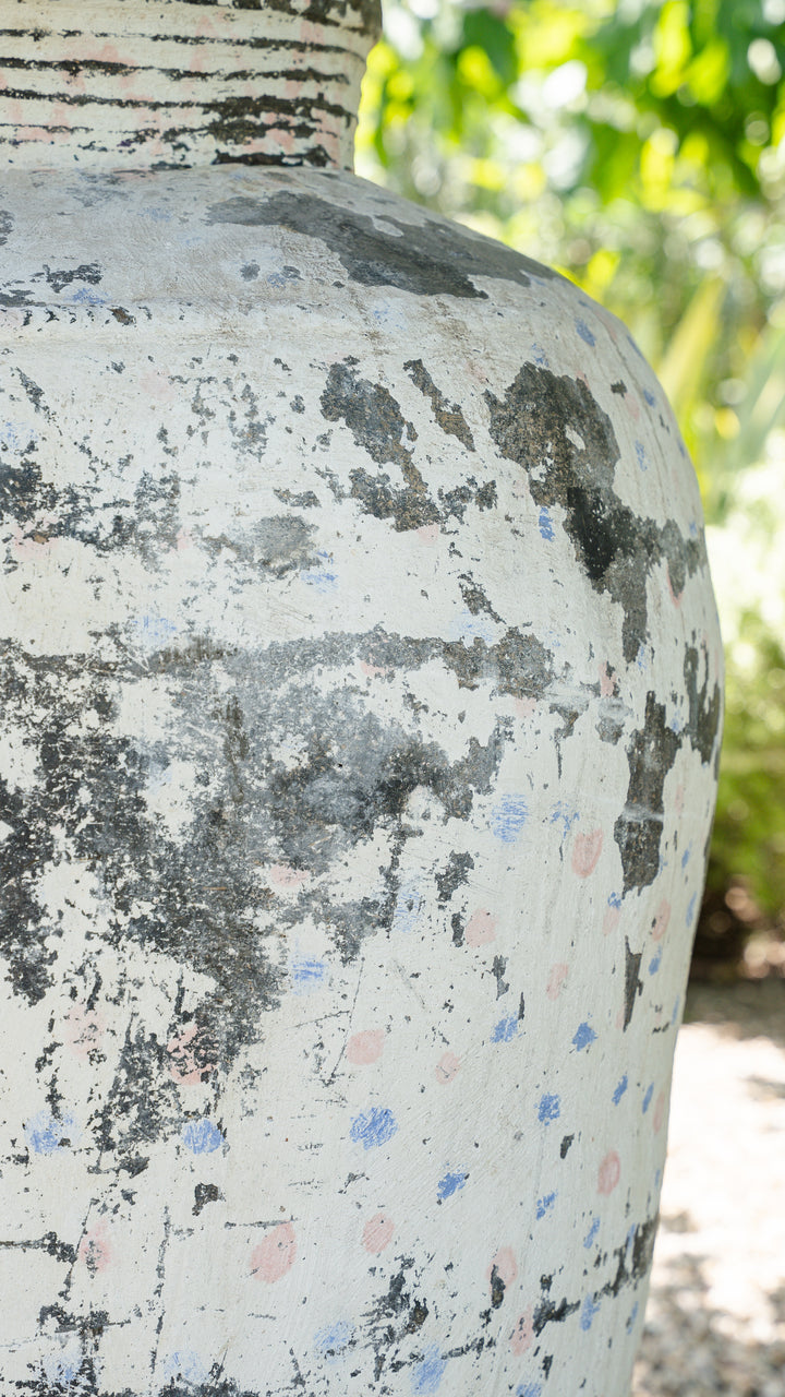 Weathered Clay Jar - Polka Dots