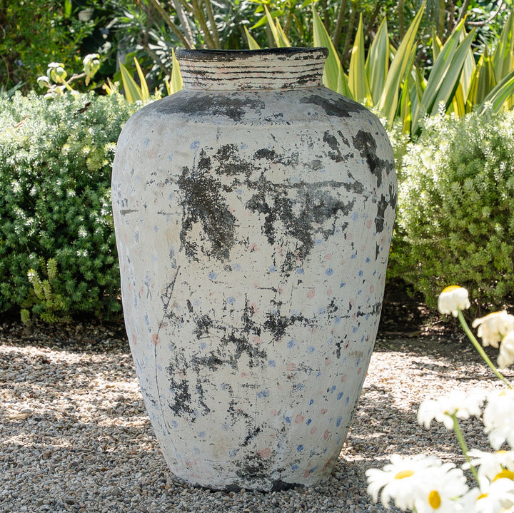 Weathered Clay Jar - Polka Dots