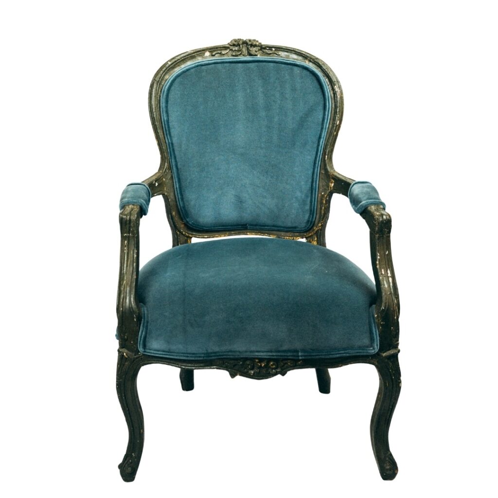 Pair of Vintage Teal Velvet Armchairs