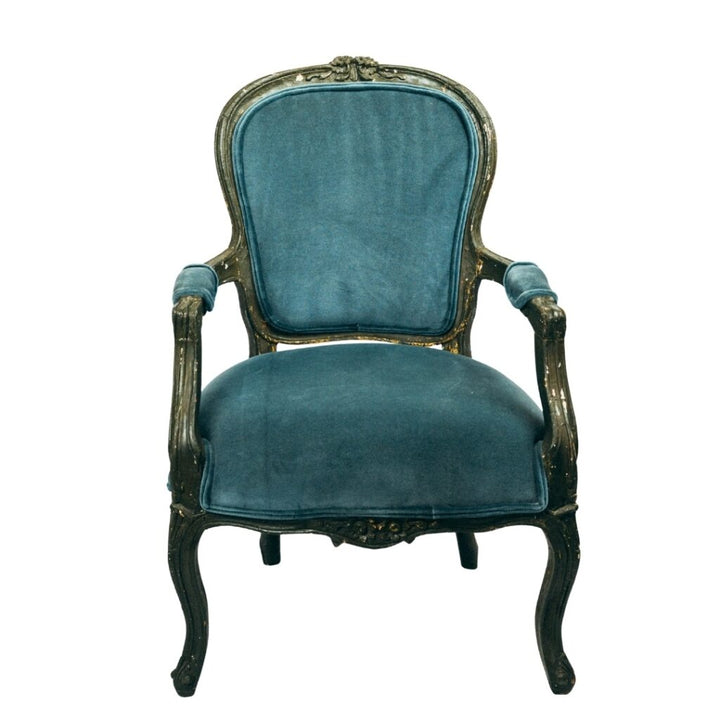 Pair of Vintage Teal Velvet Armchairs